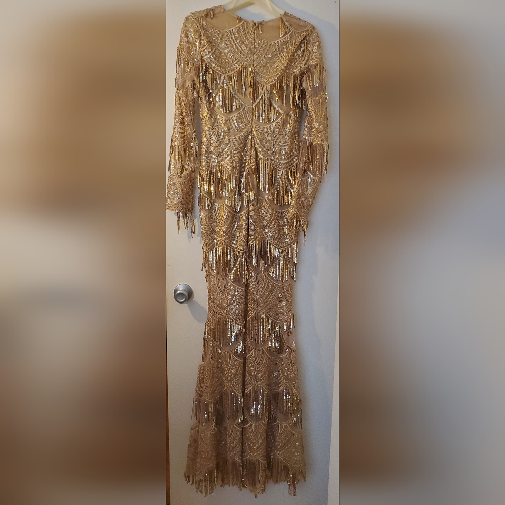 L'atiste By Amy Gold Sequin Prom Dress Birthday Dress - Picture 3 of 11